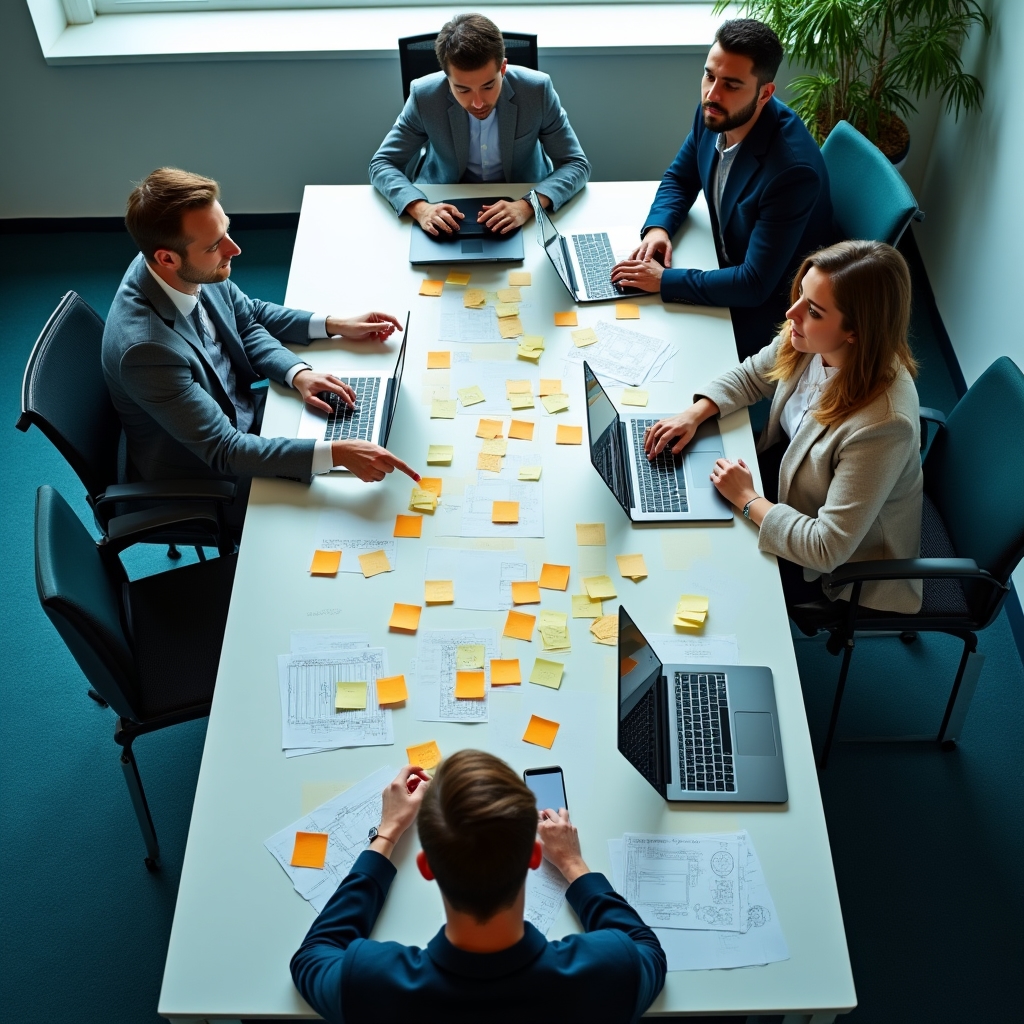 Kleine Gruppe von Freiberuflern nimmt an einem Workshop zur Strukturierung von Arbeitsabläufen teil